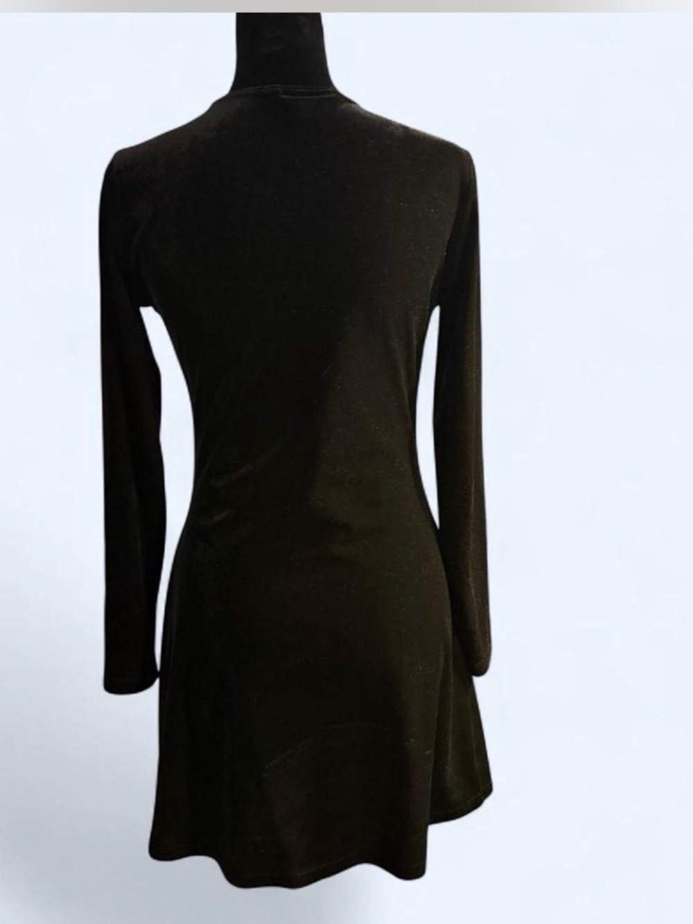 Joules Black Velvet Long-Sleeve V-Neck A-Line Dress - Picture 4 of 5